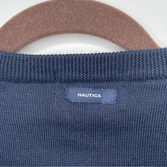 NAUTICA Men’s ribbed V-neck Grandpa Checkered sweater Vest L 100% Pima Cotton - Picture 5 of 11